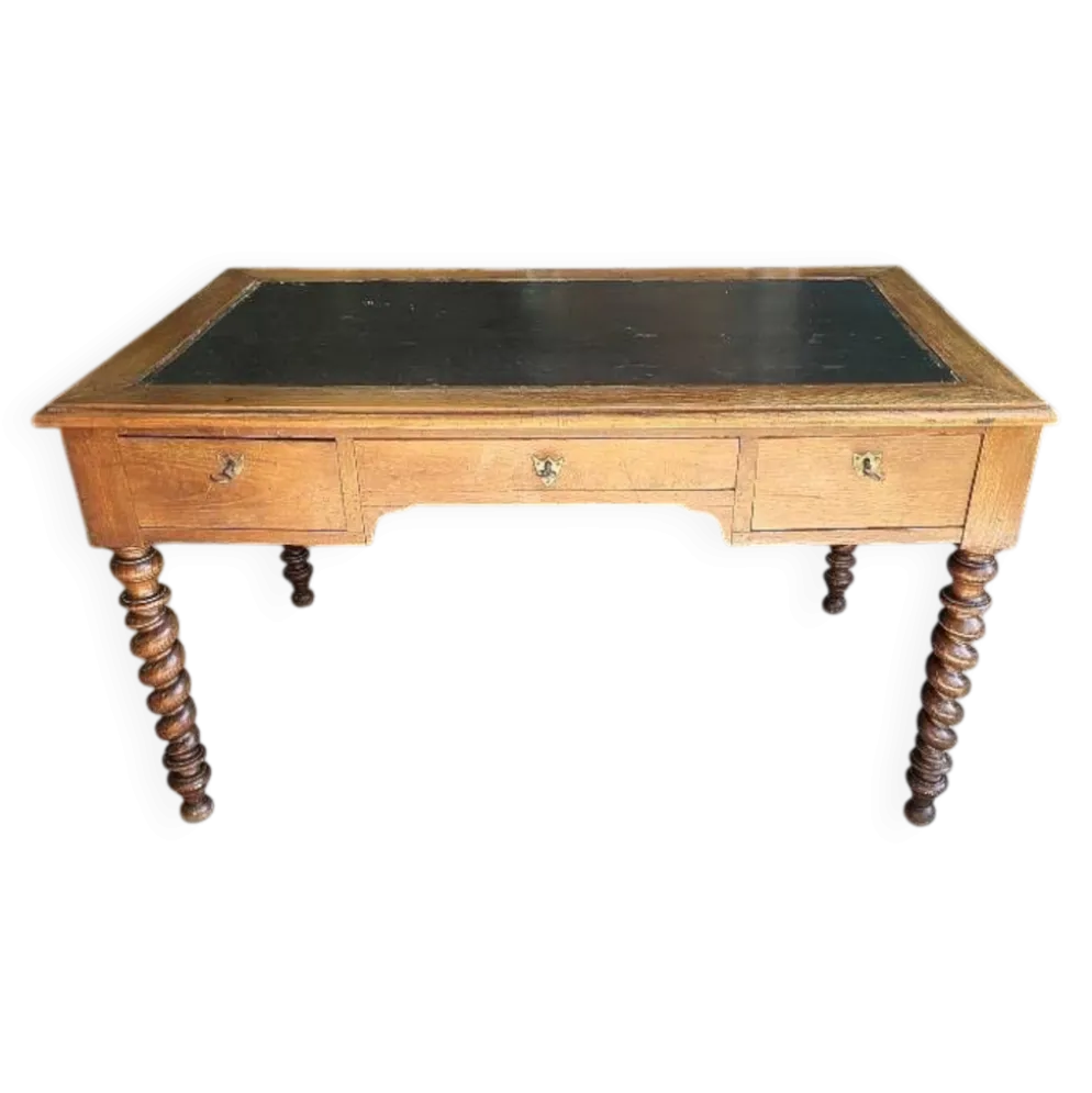 Bureau plat a 3 tiroirs louis philippe du xix ème siecle