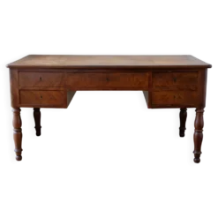 Bureau plat en ronce de noyer – Époque Louis-Philippe, XIXᵉ siècle