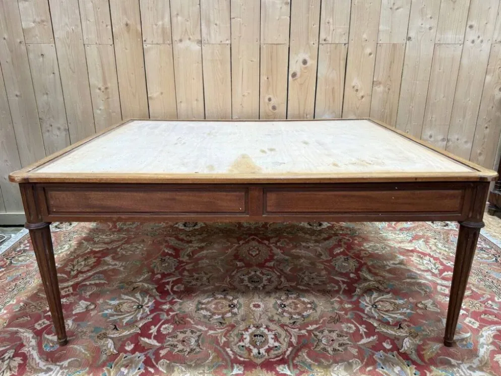 Bureau plat – Style Louis XVI – Hêtre teinté – À regarnir