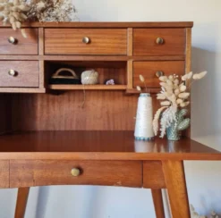 Bureau scandinave pieds compas vintage