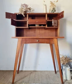 Bureau scandinave pieds compas vintage