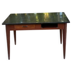 Bureau scandinave vintage 1950 plateau noir style écolier mid-century