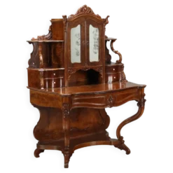 Bureau secrétaire ancien Louis-Philippe en noyer, 5 tiroirs, XIXe siècle