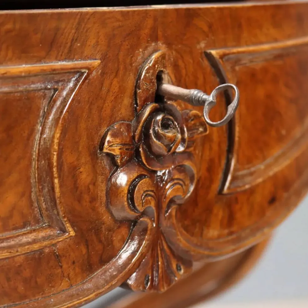 Bureau secrétaire ancien Louis-Philippe en noyer, 5 tiroirs, XIXe siècle