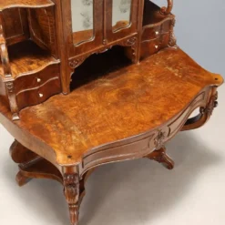 Bureau secrétaire ancien Louis-Philippe en noyer, 5 tiroirs, XIXe siècle
