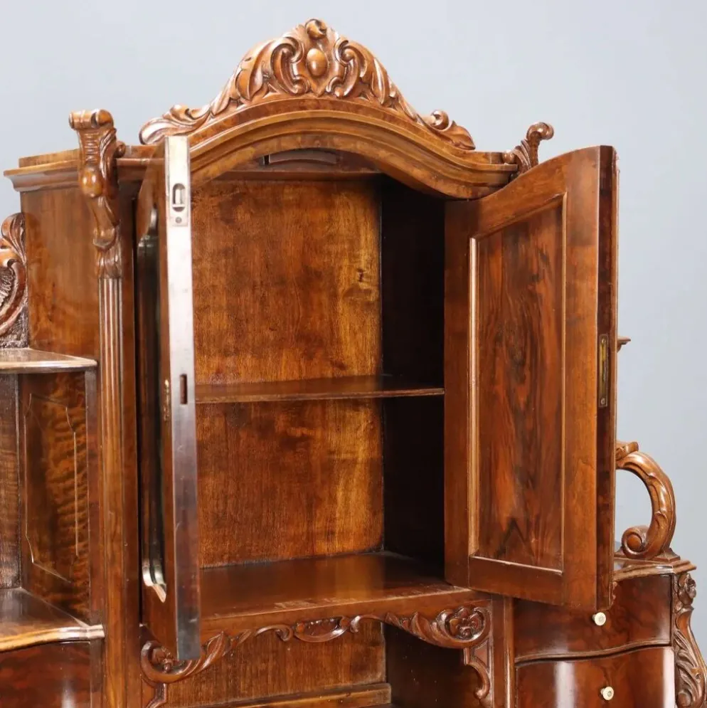 Bureau secrétaire ancien Louis-Philippe en noyer, 5 tiroirs, XIXe siècle