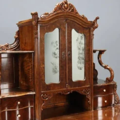 Bureau secrétaire ancien Louis-Philippe en noyer, 5 tiroirs, XIXe siècle