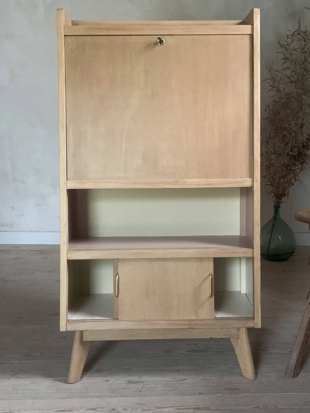 Bureau secrétaire bibliothèque vintage pyramidale