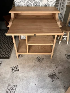 Bureau secrétaire console bois clair vintage Alphonse avec tiroir