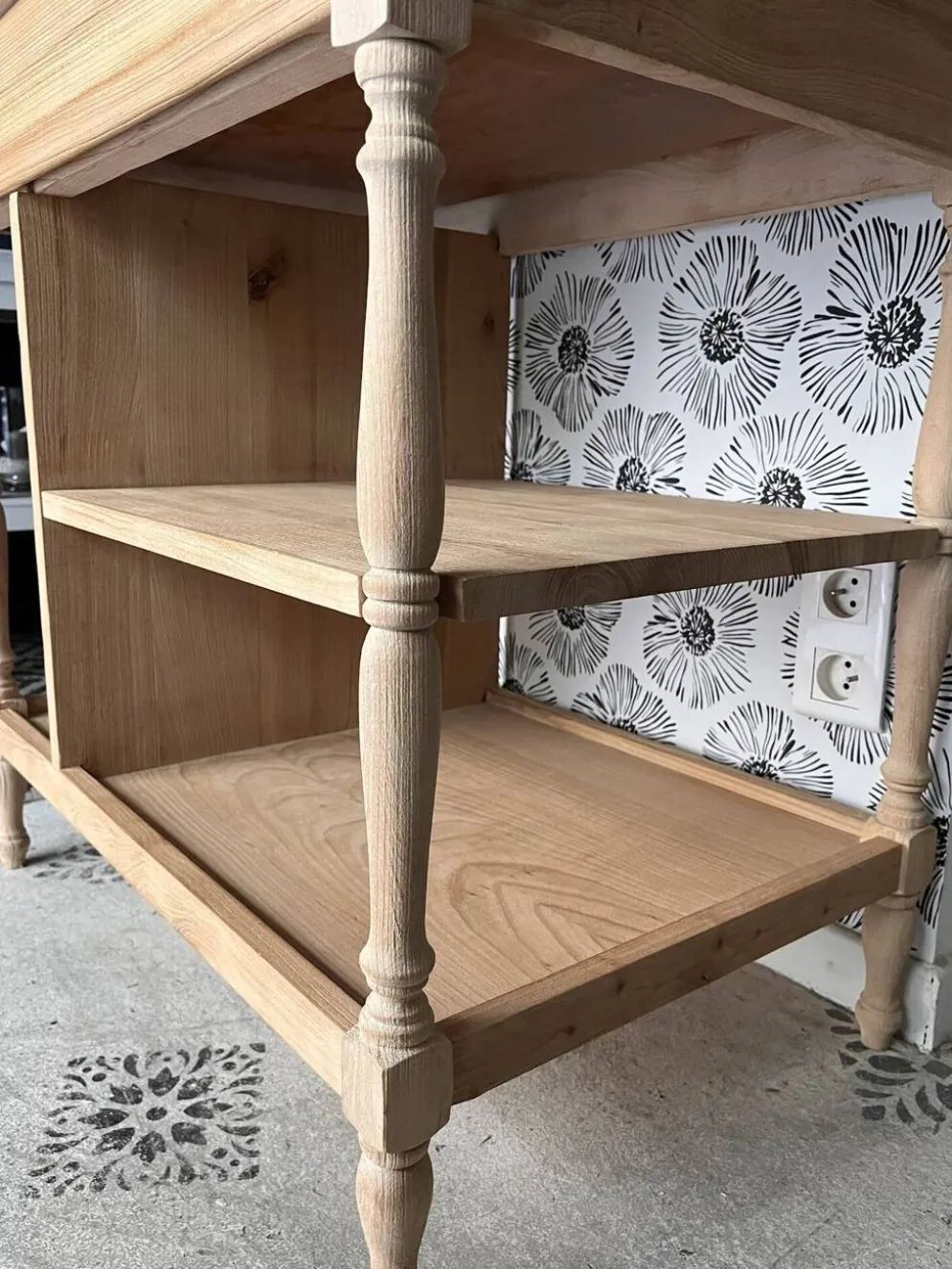 Bureau secrétaire console bois clair vintage Alphonse avec tiroir