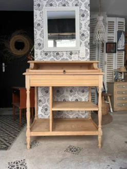 Bureau secrétaire console bois clair vintage Alphonse avec tiroir