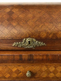 Bureau secrétaire à cylindre Louis XVI marqueterie en croisillons