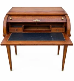 Bureau secrétaire à cylindre Louis XVI marqueterie en croisillons