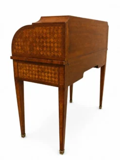 Bureau secrétaire à cylindre Louis XVI marqueterie en croisillons