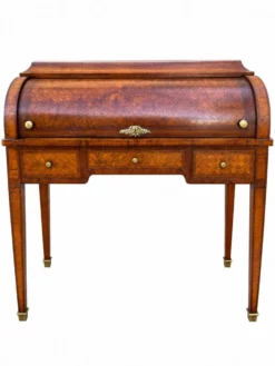 Bureau secrétaire à cylindre Louis XVI marqueterie en croisillons