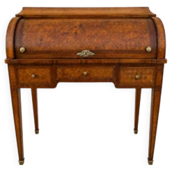 Bureau secrétaire à cylindre Louis XVI marqueterie en croisillons