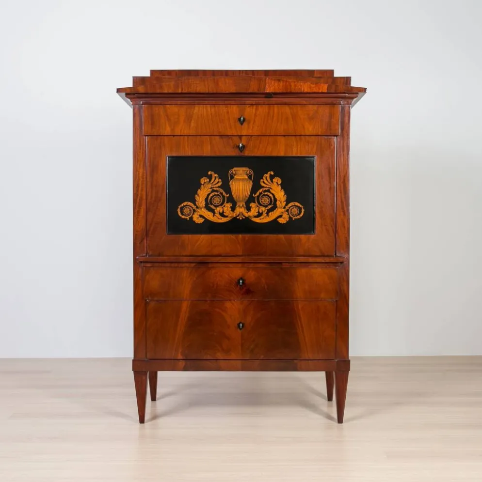 Bureau secrétaire en acajou du 19ème siècle, vernis français