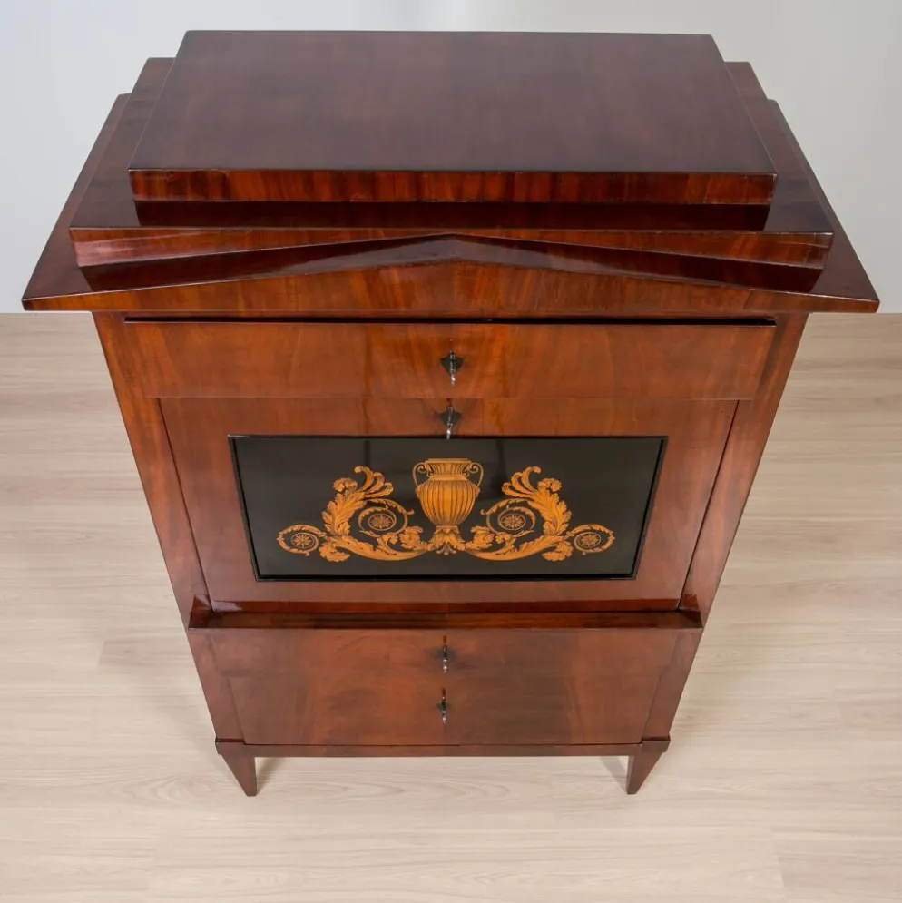 Bureau secrétaire en acajou du 19ème siècle, vernis français
