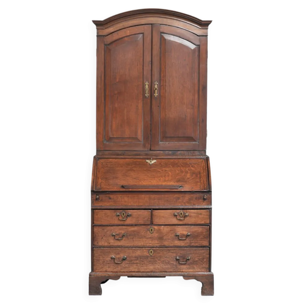 Bureau secrétaire en chêne antique du XVIIIe siècle avec dessus/bibliothèque