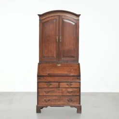 Bureau secrétaire en chêne antique du XVIIIe siècle avec dessus/bibliothèque
