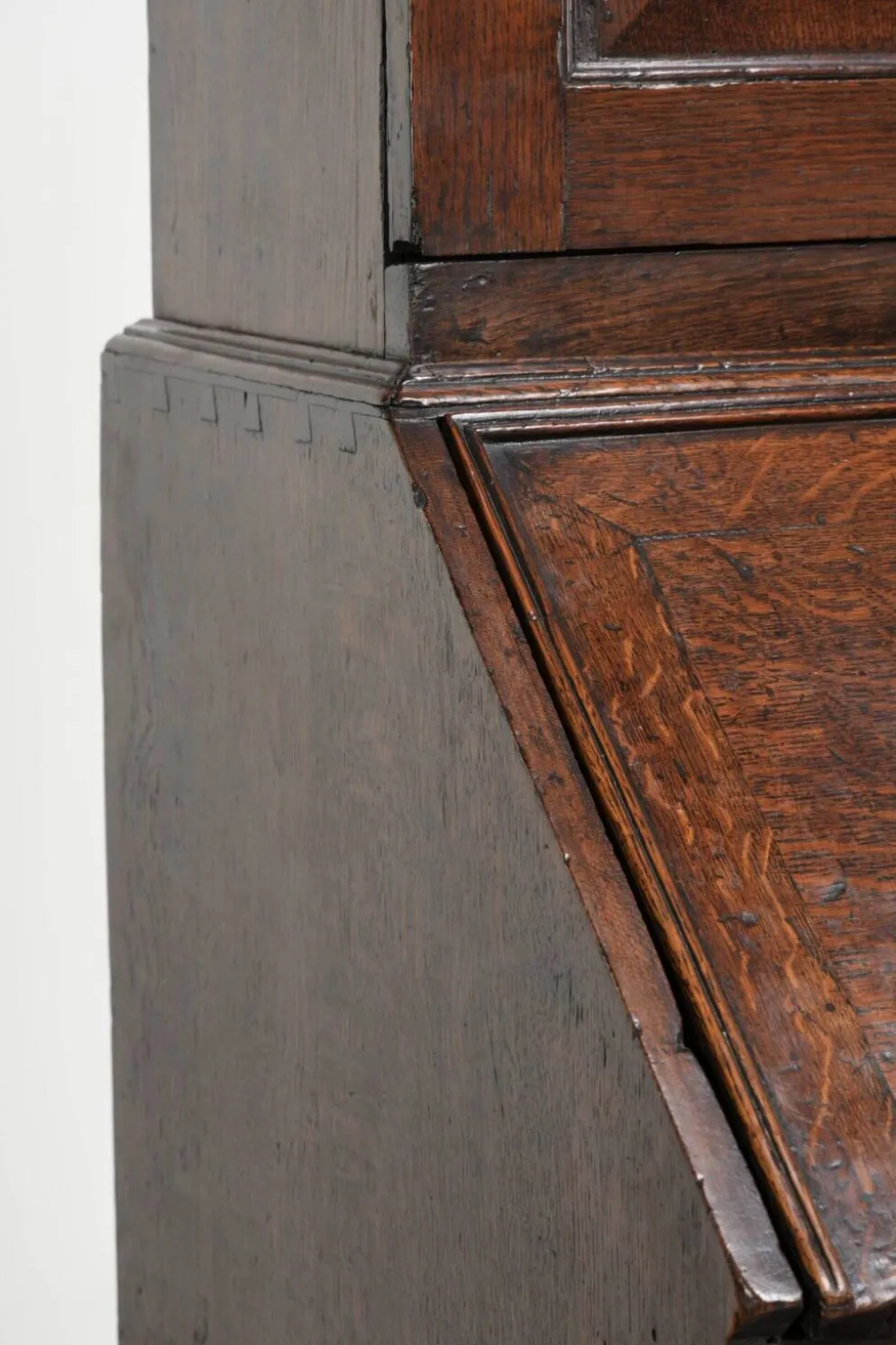 Bureau secrétaire en chêne antique du XVIIIe siècle avec dessus/bibliothèque