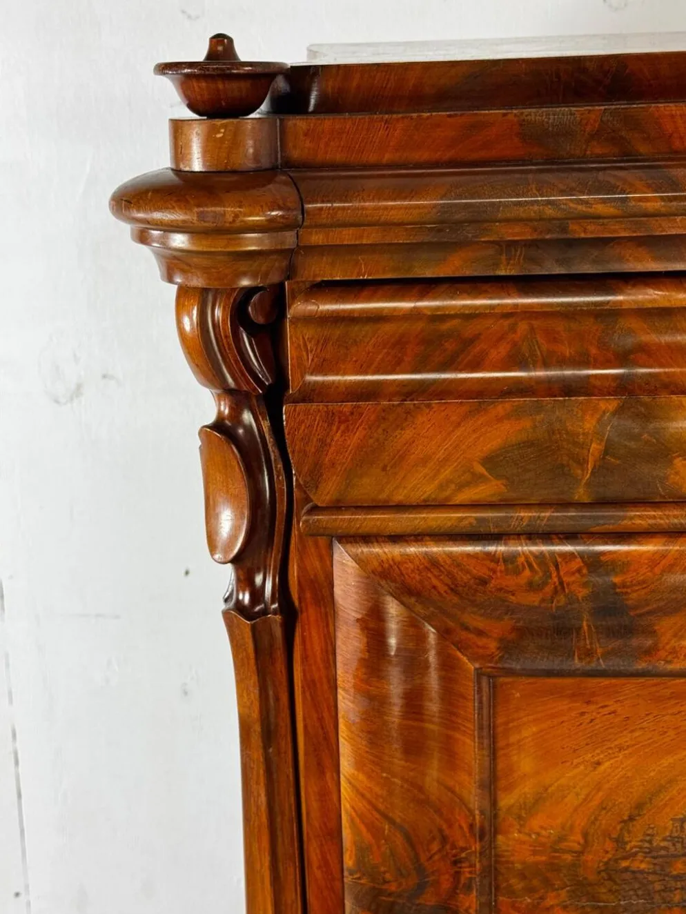 Bureau secrétaire en chêne et acajou Biedermeier vintage bien fait, 1860