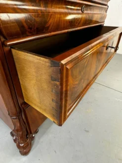 Bureau secrétaire en chêne et acajou Biedermeier vintage bien fait, 1860