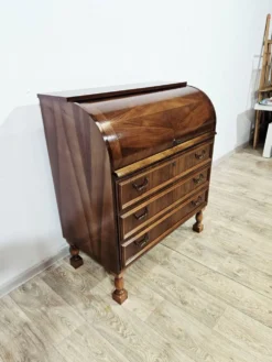 Bureau, secrétaire en noyer avec rouleau, années 1970