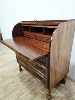 Bureau, secrétaire en noyer avec rouleau, années 1970