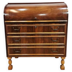Bureau, secrétaire en noyer avec rouleau, années 1970