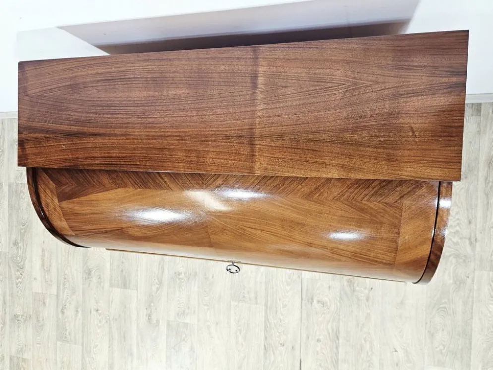 Bureau, secrétaire en noyer avec rouleau, années 1970