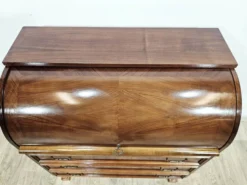 Bureau, secrétaire en noyer avec rouleau, années 1970