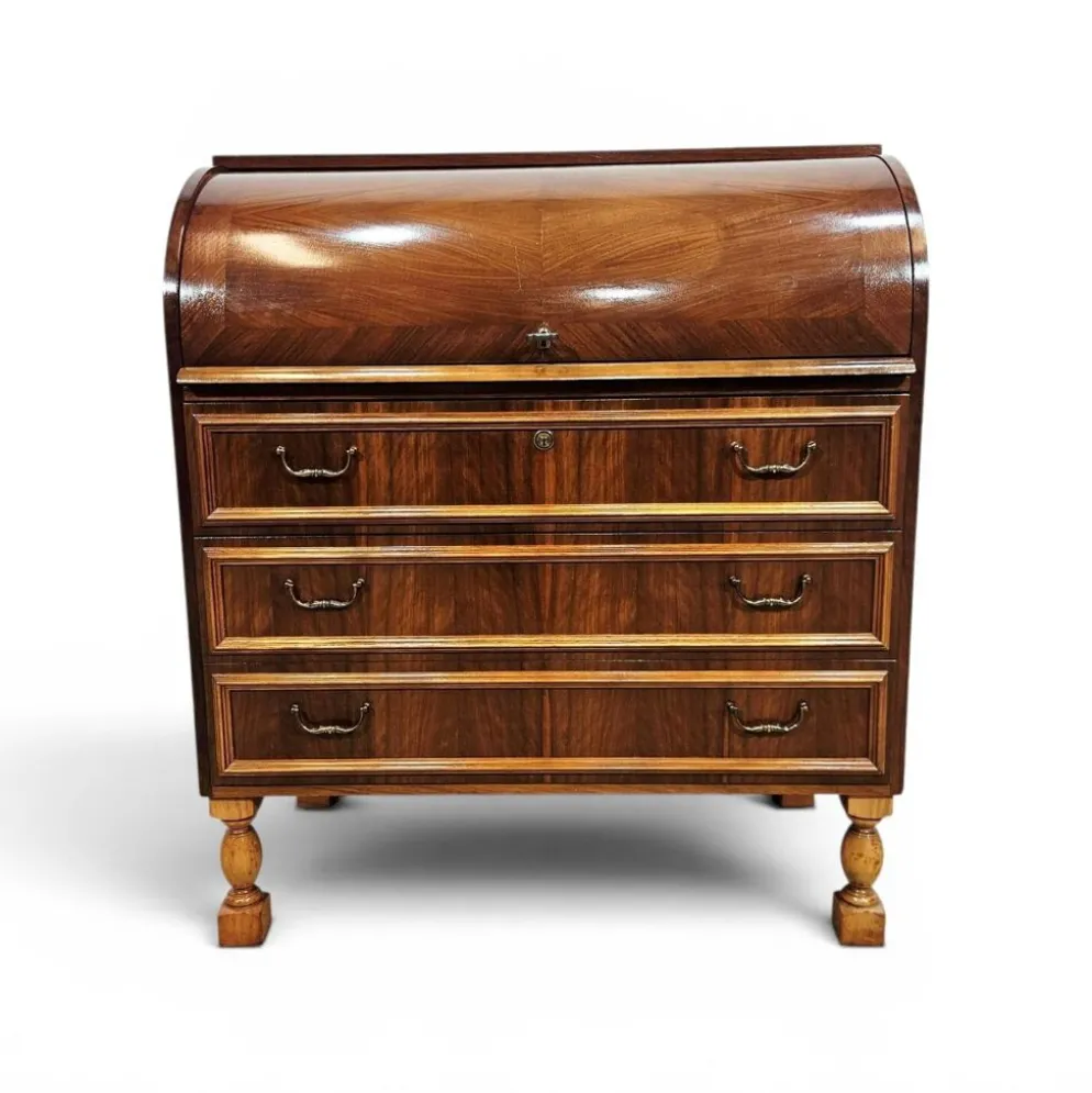 Bureau, secrétaire en noyer avec rouleau, années 1970