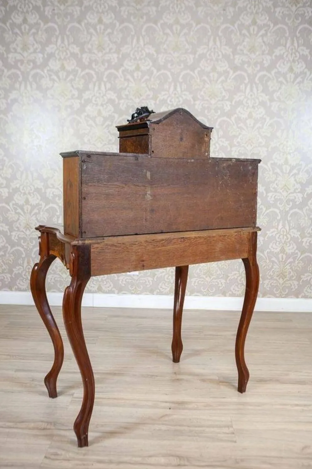 Bureau secrétaire en noyer et placage Louis Philippe antique, 1860