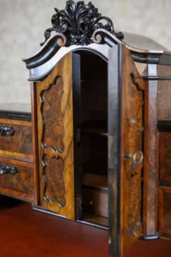 Bureau secrétaire en noyer et placage Louis Philippe antique, 1860