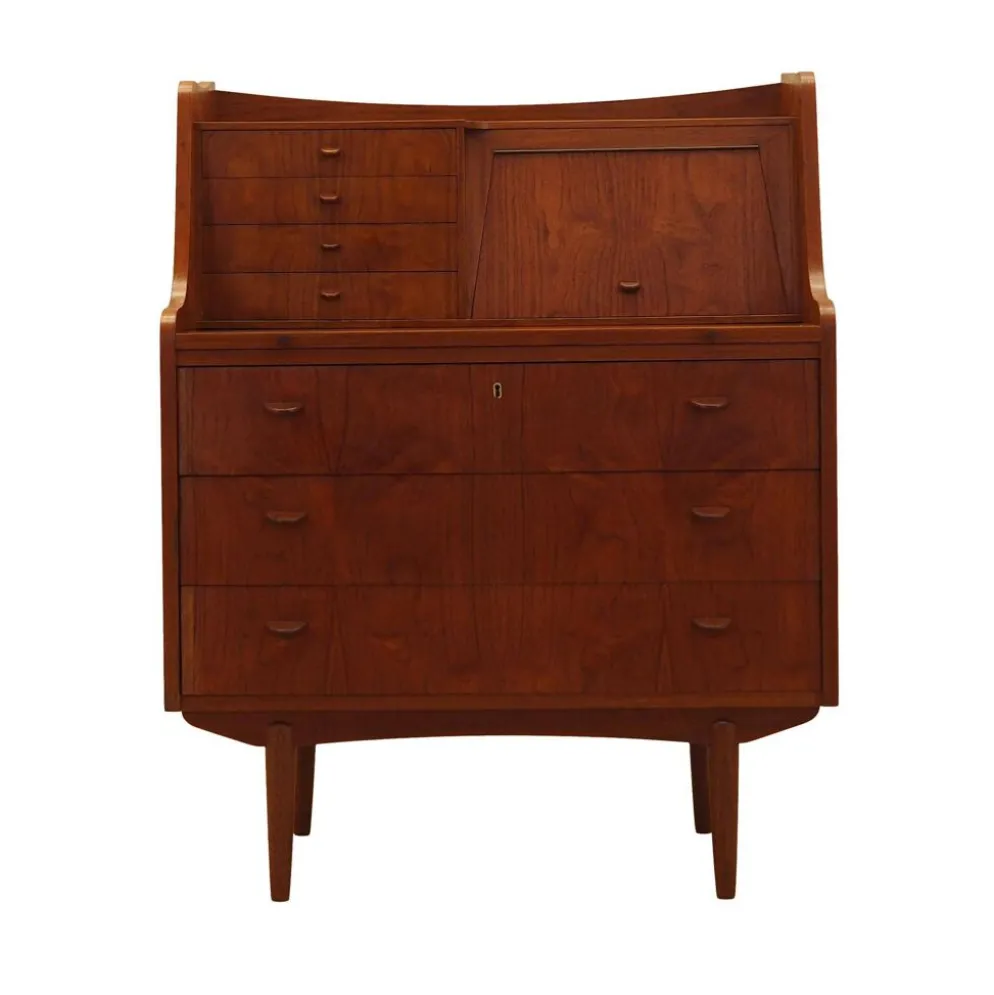 Bureau secrétaire en teck, design danois, années 1970, fabricant : AG Spejl Kobberbes