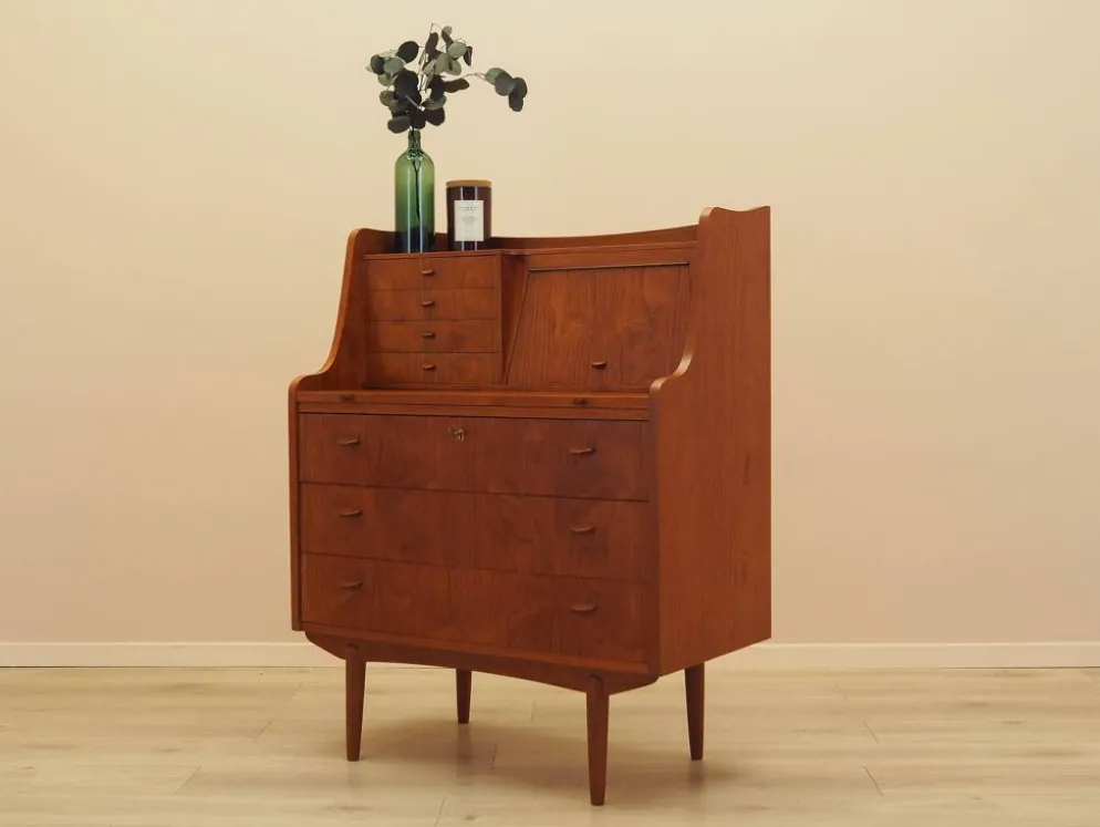 Bureau secrétaire en teck, design danois, années 1970, fabricant : AG Spejl Kobberbes