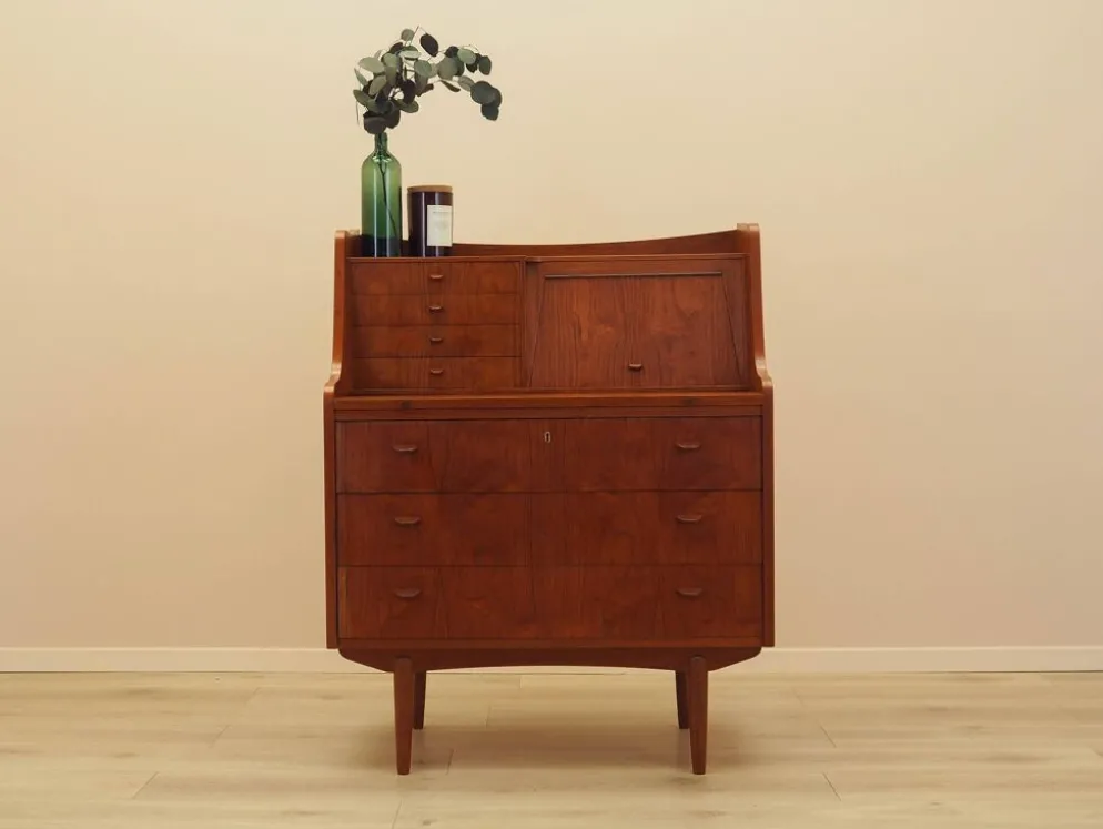 Bureau secrétaire en teck, design danois, années 1970, fabricant : AG Spejl Kobberbes