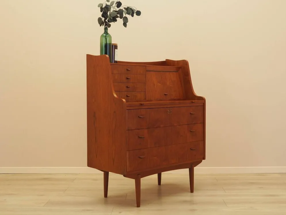Bureau secrétaire en teck, design danois, années 1970, fabricant : AG Spejl Kobberbes