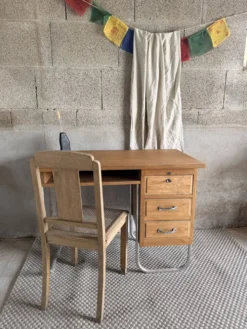 Bureau Spirol années 50 – placage chêne – piètement chromé