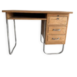 Bureau Spirol années 50 – placage chêne – piètement chromé