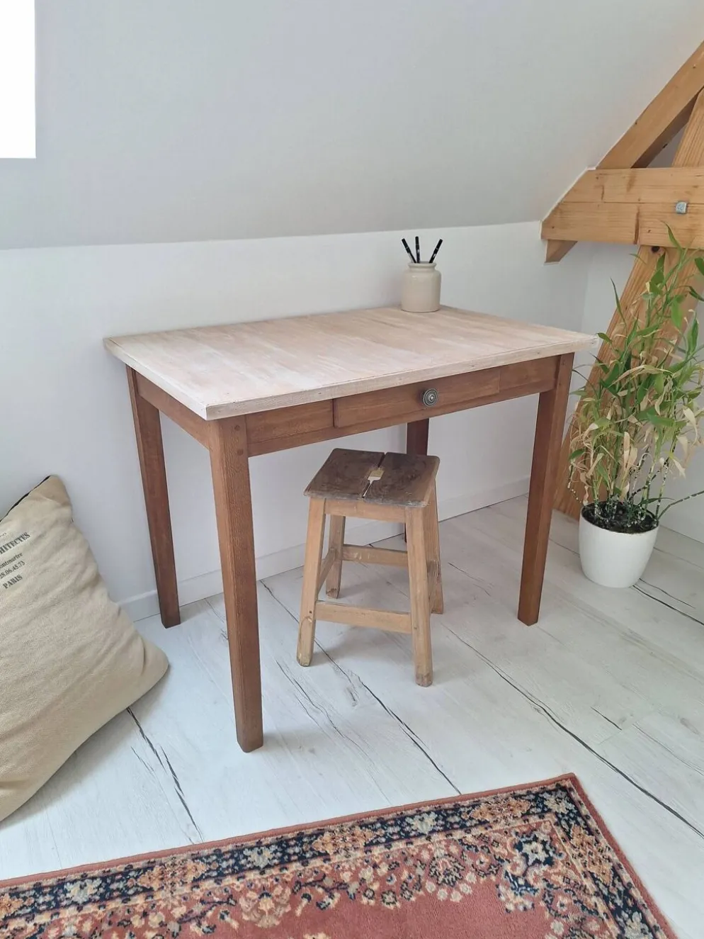 Bureau / Table d'appoint en bois de ferme style campagne