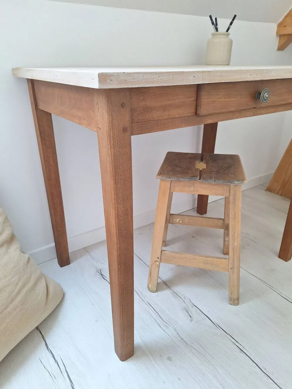 Bureau / Table d'appoint en bois de ferme style campagne