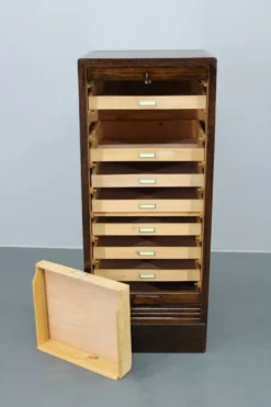 Bureau à tambour en bois des années 1950