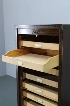 Bureau à tambour en bois des années 1950