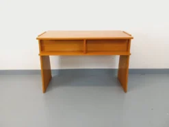 Bureau trapèze double-face vintage en bois de chêne des années 60