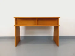 Bureau trapèze double-face vintage en bois de chêne des années 60