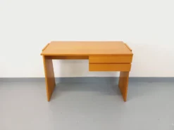 Bureau trapèze double-face vintage en bois de chêne des années 60