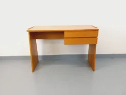 Bureau trapèze double-face vintage en bois de chêne des années 60