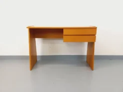 Bureau trapèze double-face vintage en bois de chêne des années 60